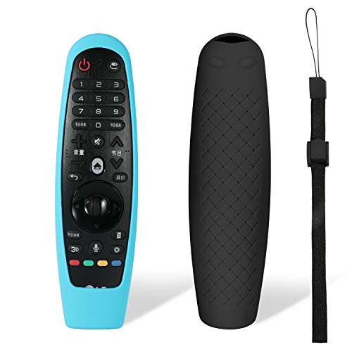 MWOOT 2 Unidades Mando Funda Compatible con LG Magic Remote AN-MR19BA AN-MR18BA AN-MR650 AN-MR600, Anti-caída Carcasas Silicona para LG Mando a Distancia Protection Negro y Azul