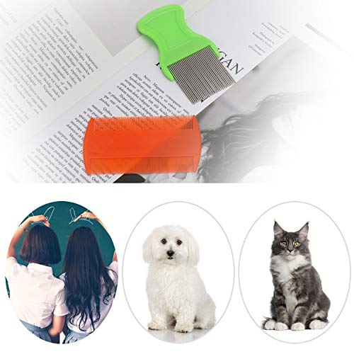 MWOOT 6 Piezas Peines de piojos,Peines para Eliminar los piojos,Dientes de Metal Peines de Doble Cara para La Preparación y Eliminación de Escamas o Piojos de Caspa