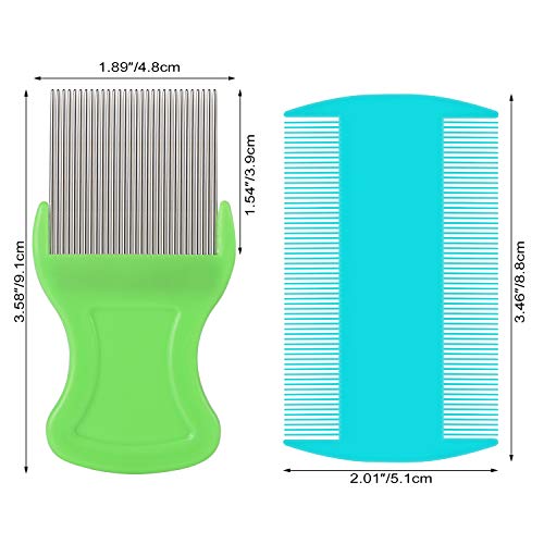 MWOOT 6 Piezas Peines de piojos,Peines para Eliminar los piojos,Dientes de Metal Peines de Doble Cara para La Preparación y Eliminación de Escamas o Piojos de Caspa