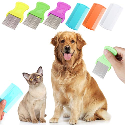 MWOOT 6 Piezas Peines de piojos,Peines para Eliminar los piojos,Dientes de Metal Peines de Doble Cara para La Preparación y Eliminación de Escamas o Piojos de Caspa