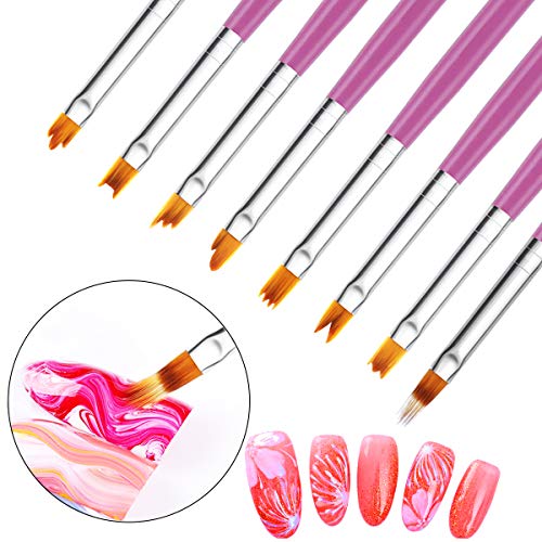 Mwoot 8 Pcs Set de Cepillo de Esmalte Uñas (Pluma de Fototerapia), Gel Gradient Nail Art Brush, Cepillo uñas pinceles para decoración de uñas, Nail Art acrílico pintura GEL dibujo diseño cepillo