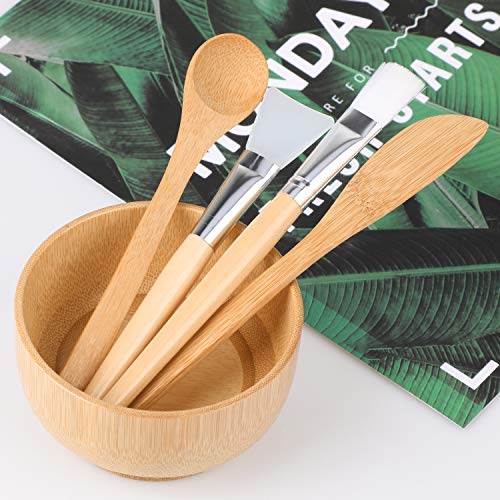 MWOOT Brocha para Aplicar Mascarilla Facial, Kit de Herramientas de Mascarilla de 5 Piezas con Cepillos de Mascarilla y Tazón de Mascarilla Facial para Mascarilla de Arcilla y Geles DIY