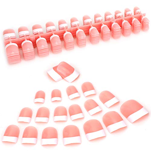 MWOOT Uñas de Manicura Francesa, 240 Unidades Uñas Postizas, Uñas Artificiales para Uñas Diseños Accesorios - S French Fake Nail