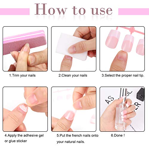 MWOOT Uñas de Manicura Francesa, 240 Unidades Uñas Postizas, Uñas Artificiales para Uñas Diseños Accesorios - S French Fake Nail