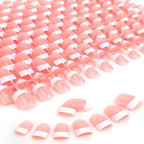 MWOOT Uñas de Manicura Francesa, 240 Unidades Uñas Postizas, Uñas Artificiales para Uñas Diseños Accesorios - S French Fake Nail