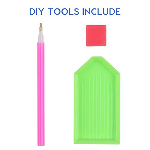 MXJSUA DIY 5D Diamond Painting Kit de Taladro Redondo Completo Rhinestone Picture Art Craft para decoración de la Pared del hogar 30x30 cm Bulldog Negro con Palomitas de maíz y Cola