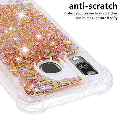 MXKOCO Funda con Cuerda para Samsung Galaxy A40 Carcasa de movil con Cuerda para Colgar - Funda con Correa para Hombro y Cordón Colgante/Brillante Arena movediza Carcasa con Banda con Cordon