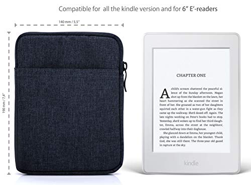 MyGadget Bolsa de Nylon de 6" para E-Reader/E-Book/Smartphone - Estuche Alcochado para Amazon Kindle Paperwhite/Voyage/Oasis/Kobo - Azul Oscuro