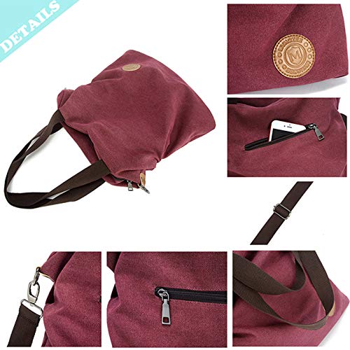 Myhozee Bolsos de Mujer,Bolso Bandolera Mujer Bolso Lona de Hombro Bolso Tote Bolso Shopper Bolso de Mano para Multifuncional - Negro