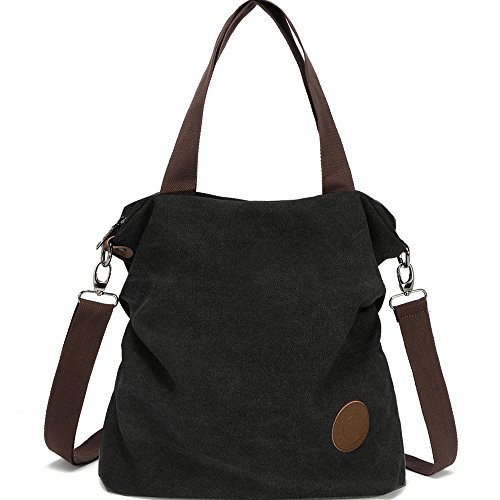 Myhozee Bolsos de Mujer,Bolso Bandolera Mujer Bolso Lona de Hombro Bolso Tote Bolso Shopper Bolso de Mano para Multifuncional - Negro