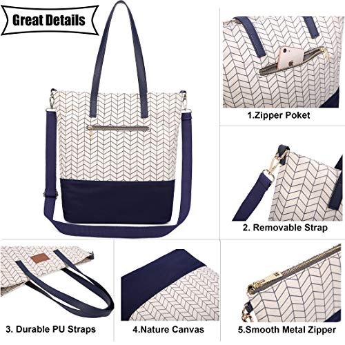 Myhozee Bolsos Mujer Bolsos de Mano Hombro Bolsa de Lona Grande Bolsas de Tela Bolso Señora Tote Bolso Bandolera Shopper (Azul)