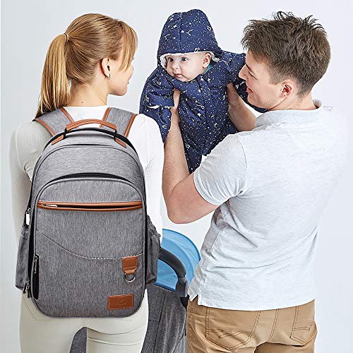 Myhozee Mochilas de Pañales y Biberones, Mochila Maternidad Portatil con 3 Bolsillo Térmico para Biberones, Impermeable Bolsa Mochilade Pañales para Carrito de Bebé y Mamá (Negro)