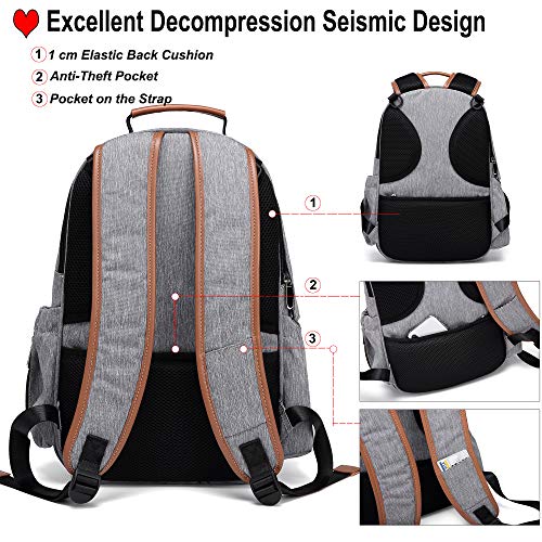 Myhozee Mochilas de Pañales y Biberones, Mochila Maternidad Portatil con 3 Bolsillo Térmico para Biberones, Impermeable Bolsa Mochilade Pañales para Carrito de Bebé y Mamá (Negro)