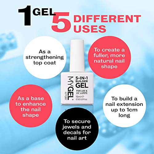 Mylee 5 En 1 Esmalte de Uñas Fotalecedor UV LED, Gel Transparente para Uñas Duras y Fuertes, Da Forma y Alarga Tus Uñas, Para Decoración de Uñas, Fácil de Retira, Reparación de Manicura Profesional