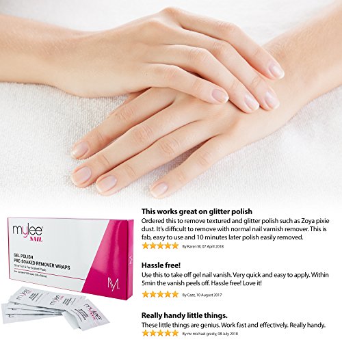 Mylee Removedor de Esmalte de Gel Profesional Almohadillas de Acetona Previamente Empapadas y Envolturas de Aluminio para Manicura y Pedicura, Limpiador de Decoración de Uñas - (100 toallitas)