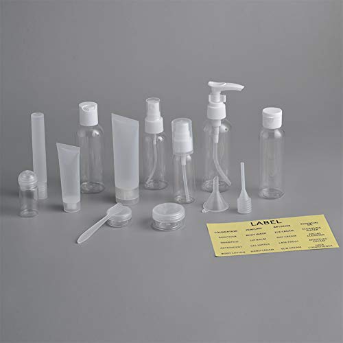 MYLL 14 Piezas Botes para Viaje Vacios (MAX.100ml) Rellenables Set Botellas de Plástico, Kit Viaje Avion para Champu, Cosmetica