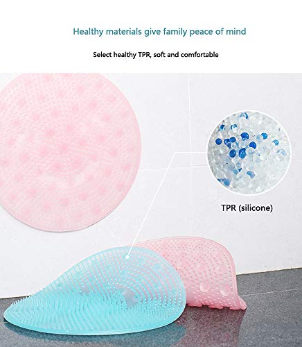MYW Cepillo de Ducha Trasero,Cepillo de Ducha de Silicona,Almohadilla para los pies,Cepillo para el Cuerpo,Cepillo de baño de Silicona,Cepillo de Masaje,artefacto Perezoso (Coral Blue 31cm)