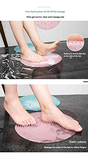 MYW Cepillo de Ducha Trasero,Cepillo de Ducha de Silicona,Almohadilla para los pies,Cepillo para el Cuerpo,Cepillo de baño de Silicona,Cepillo de Masaje,artefacto Perezoso (Coral Blue 31cm)