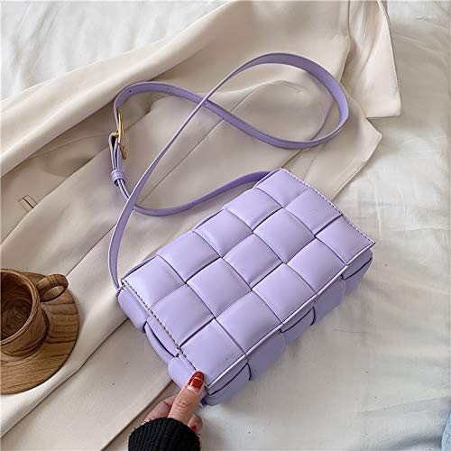 N / A Bolsos con Solapa de Tejido para Mujer Nuevo Bolso Cruzado de Cuero de Moda Bolsos de Verano Femeninos 23 * 15 * 5 cm