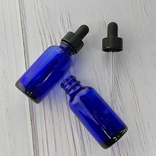 N / A Botella con cuentagotas de Vidrio, 12 Botellas de Aceite Esencial portátiles 30 ml / 1 oz Azul Cobalto con goteros, aptas para Colonia/Perfume/Viaje
