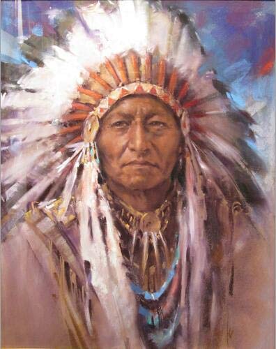 N / A Mujer India Natural Americana Arte de la Pared Lienzo Mural decoración Pintura Cuadros Mujer con Pluma Lienzo Pintura sin Marco Pintura Decorativa Z12 70x100cm