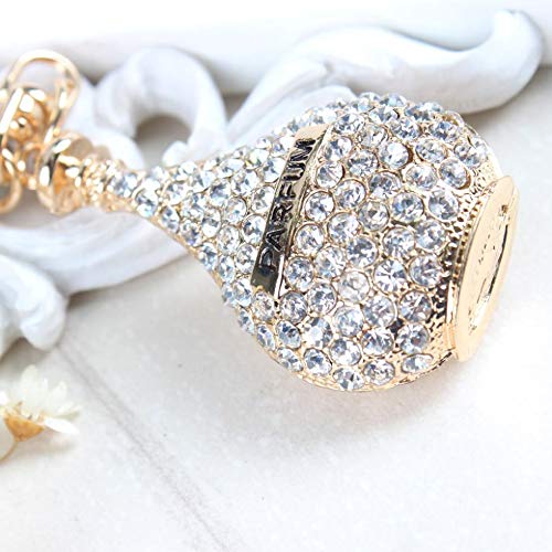 N/ A Parfum Perfume Bottle Pink Lovely Charm Rhinestone Crystal Purse Bag Llavero Cadena Mujeres Delicacy