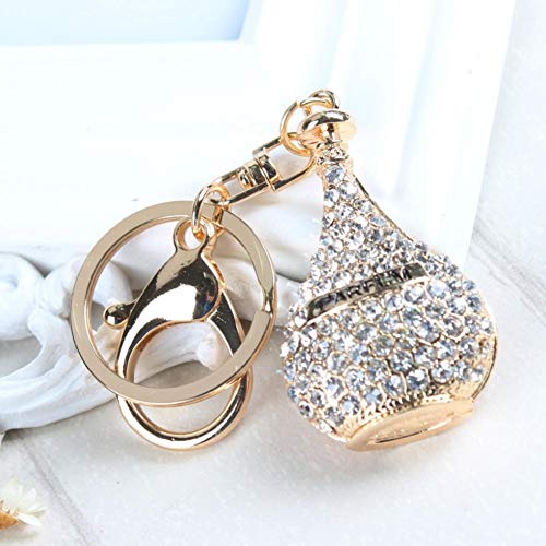 N/ A Parfum Perfume Bottle Pink Lovely Charm Rhinestone Crystal Purse Bag Llavero Cadena Mujeres Delicacy