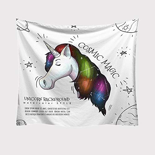 N / A Tapiz de decoración de Pared de habitación de niña Tapiz de Animal Lindo para niños decoración de hogar de Unicornio Tapiz de Tapiz Rosa Dulce de Dibujos Animados A13 130x150cm