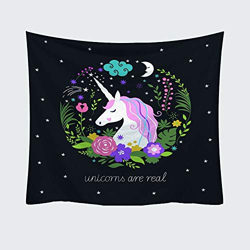 N / A Tapiz de decoración de Pared de habitación de niña Tapiz de Animal Lindo para niños decoración de hogar de Unicornio Tapiz de Tapiz Rosa Dulce de Dibujos Animados A13 130x150cm