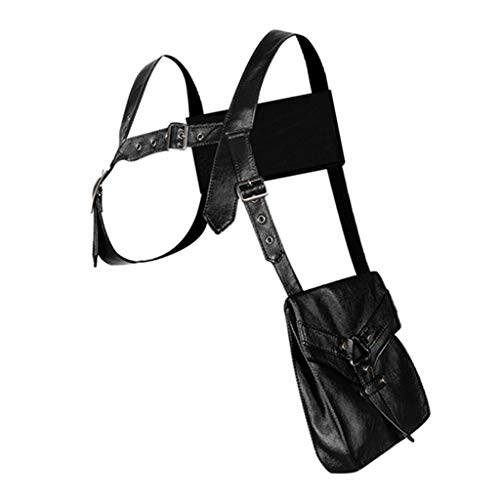 #N/A Bolso de Cintura/Hombro de Cuero PU con Correa de Pecho Ajustable Steampunk para Mujer