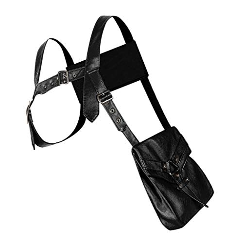 #N/A Bolso de Cintura/Hombro de Cuero PU con Correa de Pecho Ajustable Steampunk para Mujer