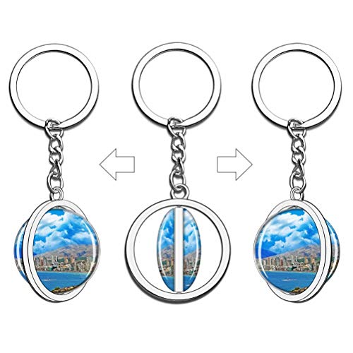 "N/A" España Benidorm Llavero Creatividad única Turismo Recuerdo Regalo Cadena de Cristal de Acero Inoxidable