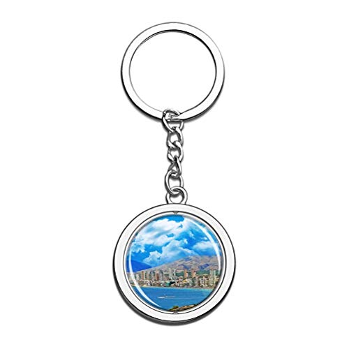 "N/A" España Benidorm Llavero Creatividad única Turismo Recuerdo Regalo Cadena de Cristal de Acero Inoxidable