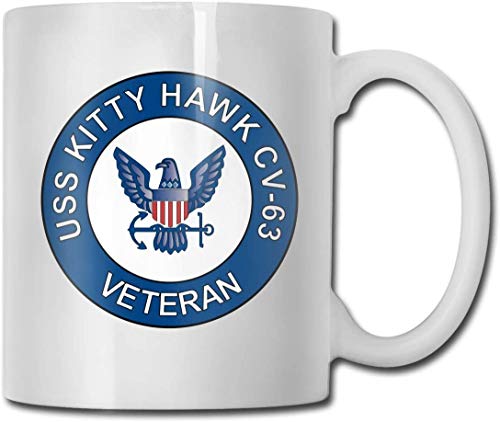 N\A US Navy USS Kitty Hawk CV-63 Envíe Tazas de café para Veteranos Tazas de café de cerámica con Mango en C Grande Taza de café Divertida Taza de té de café Fresco 11 onzas familiare