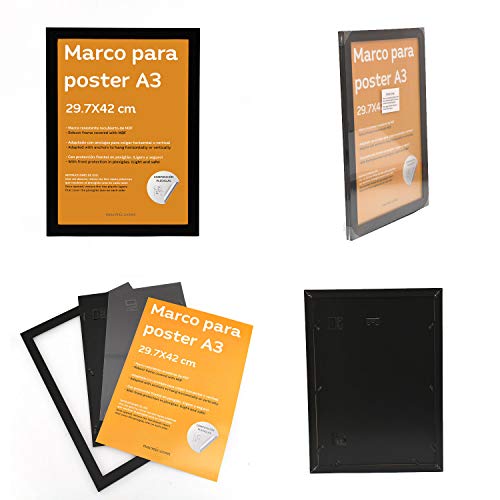 Nacnic Lámina Mapa de la Ciudad Sevilla Estilo nordico en Blanco y Negro. Poster tamaño A3 Enmarcado con Marco Negro Impreso Papel 250 gr. Cuadros, láminas y Posters para Salon y Dormitorio