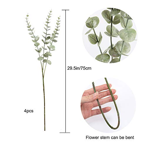 NAHUAA Artificial Eucalipto Hojas Eucalipto Arbustos en Gris-Verde Artificial Planta para Casas Cocina Dormitorio Jardín Fiestas Temáticas Bodas Decoración (Gris)