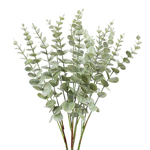 NAHUAA Artificial Eucalipto Hojas Eucalipto Arbustos en Gris-Verde Artificial Planta para Casas Cocina Dormitorio Jardín Fiestas Temáticas Bodas Decoración (Gris)