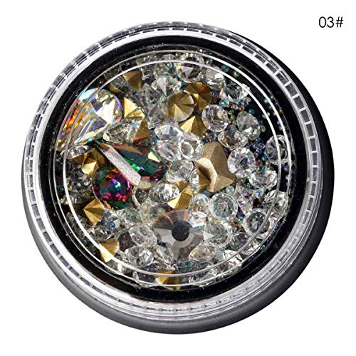 Nail Drill Manicure Jewelry Brillante Rhinestone Cristalino Grano de cristal Moda Colorido Diamond Nail Manicure Art Glitter Rhinestone Beads Decor Consejos DIY (Color : Colorful)