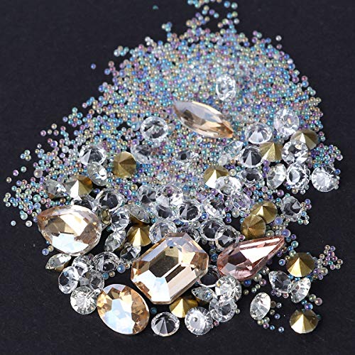 Nail Drill Manicure Jewelry Brillante Rhinestone Cristalino Grano de cristal Moda Colorido Diamond Nail Manicure Art Glitter Rhinestone Beads Decor Consejos DIY (Color : Colorful)