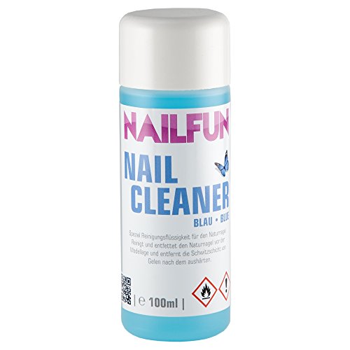 Nail FUN Nail de Cleaner Azul [100ml] líquido limpiador especial para el Natural – Clavo – Limpia y desengrasa el Natural Antes de modelar y elimina la Cohesión capa del gel Después aushärten