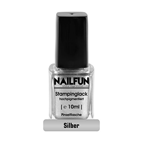 NAILFUN Kit de 3 Esmaltes para Estampar 10 ml - Negro, Plateado y Blanco