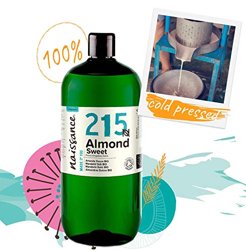 Naissance Aceite de Almendras Dulces BIO n. º 215 1L Puro, natural, certificado ecológico, prensado en frío, vegano, sin hexano, no OGM
