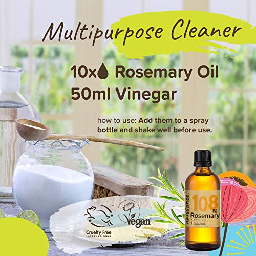 Naissance Aceite Esencial de Romero n. º 108 – 200ml (2x100ml) - 100% Puro, vegano y no OGM