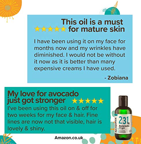 Naissance Aceite Vegetal de Aguacate BIO n. º 231 – 100ml - 100% puro, virgen, prensado en frío, certificado ecológico, vegano y no OGM
