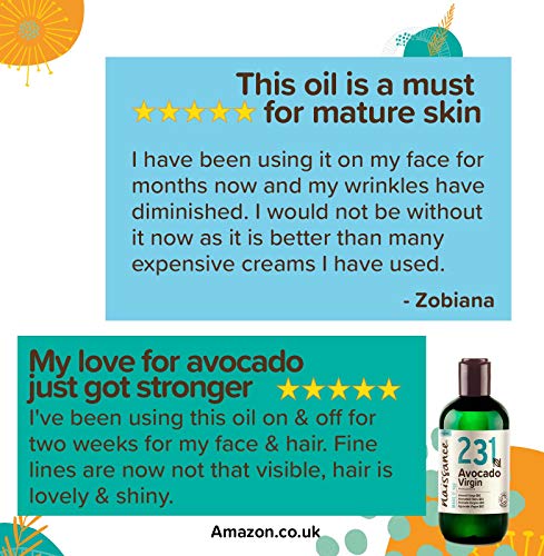 Naissance Aceite Vegetal de Aguacate BIO n. º 231 – 250ml - 100% puro, virgen, prensado en frío, certificado ecológico, vegano y no OGM