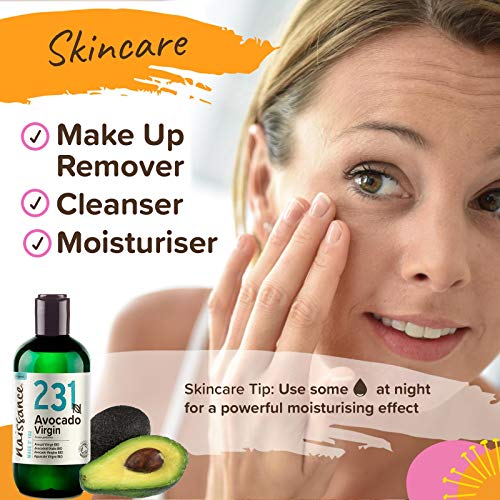 Naissance Aceite Vegetal de Aguacate BIO n. º 231 – 250ml - 100% puro, virgen, prensado en frío, certificado ecológico, vegano y no OGM