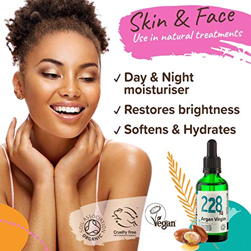 Naissance Aceite Vegetal de Argán de Marruecos BIO n. º 228-100ml - Puro, natural, vegano, certificado ecológico, sin hexano y no OGM - Hidratación natural para el cabello.