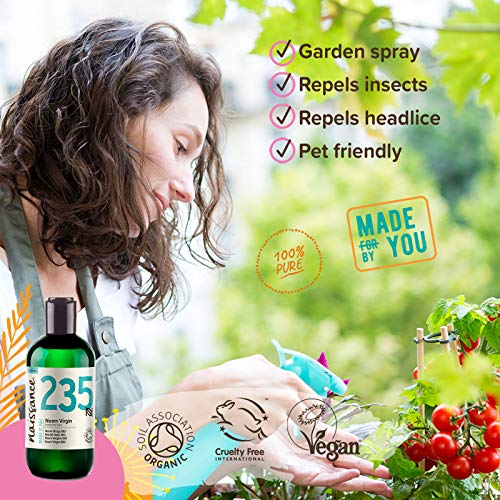 Naissance Aceite Vegetal de Neem Virgen BIO n. º 235 – 250ml - Puro, natural, certificado ecológico, prensado en frío, vegano y no OGM.