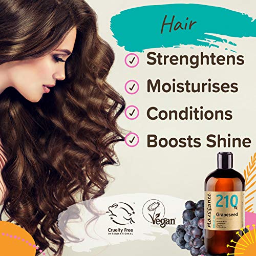 Naissance Aceite Vegetal de Semillas de Uva 500ml - 100% natural, vegano y no OGM