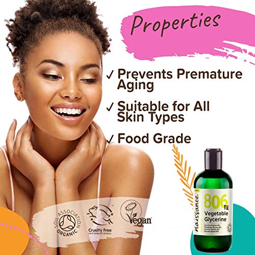 Naissance Glicerina Vegetal BIO n. º 806 – 250ml – Vegana, kosher, certificada ecológica y no OGM – Humectante natural ideal para elaborar productos cosméticos para la piel y el cabello.
